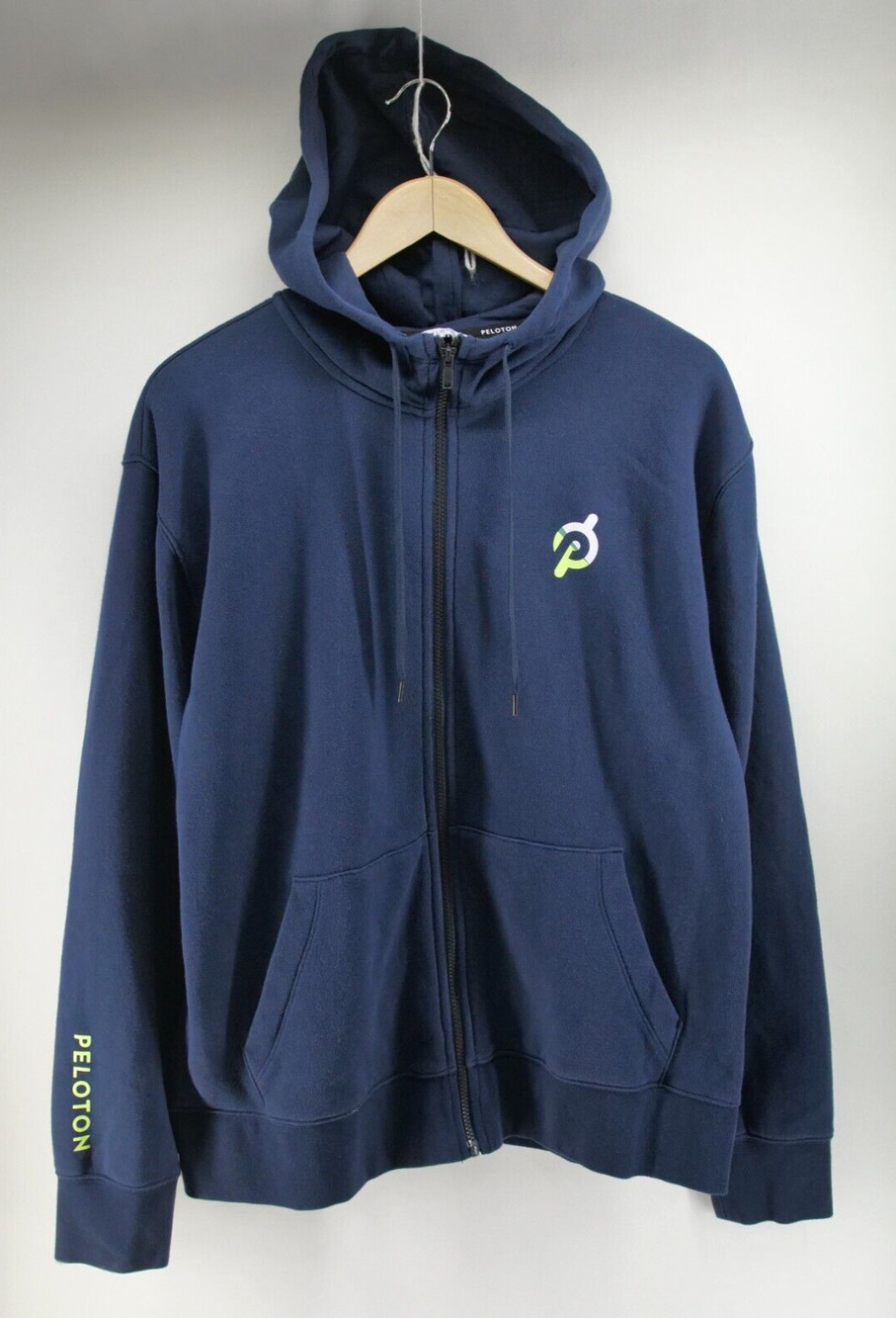 Peloton Hoodie Mens Large Blue Zip Pockets Long Sleeve Full Zip